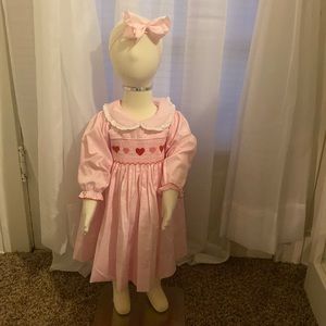 Pink smocked hearts dress